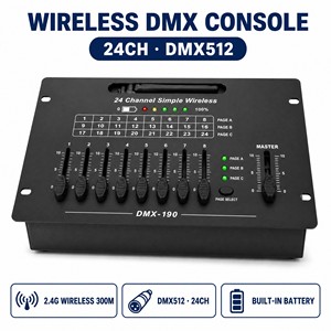 คอนโทรลเลอร์ DMX ไร้สาย 24CH DMX512 2.4G 300ม. คอนโซลควบคุมไฟเวที แบตเตอรี่ในตัว พร้อมฟังก์ชั่น <span class=keywords><strong>MASTER</strong></span> Fader สำหรับงานปาร์ตี้ งานแต่งงาน และบาร์ - Product Image 1