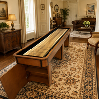 Table de shuffleboard avec cadre en verre trempé, table de jeu de luxe, surface de jeu en bois massif, logo personnalisé, taille personnalisée
