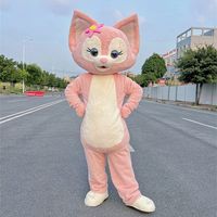 Costume intégral en peluche EVA Lina Bell, motif renard rose mignon, pour adultes, idéal pour Noël, carnaval, fête, jeu de rôle, avec casque fait main