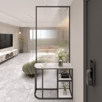 Light Luxury Modern Glass Partition Cabinet with Screen Wall and Front Door Shelf for Entryway/Living Room