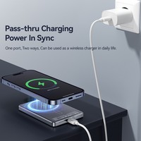 ESSAGER Magnetic Power Bank 5000mAh Ultra Slim Paket Baterai Pengisian Daya Nirkabel - Abu-abu Tua