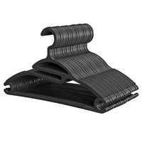 Cintres en plastique recyclé, 50 pièces, noirs, légers, antidérapants, gain de place, pour vêtements, t-shirts, chemisiers, chemises