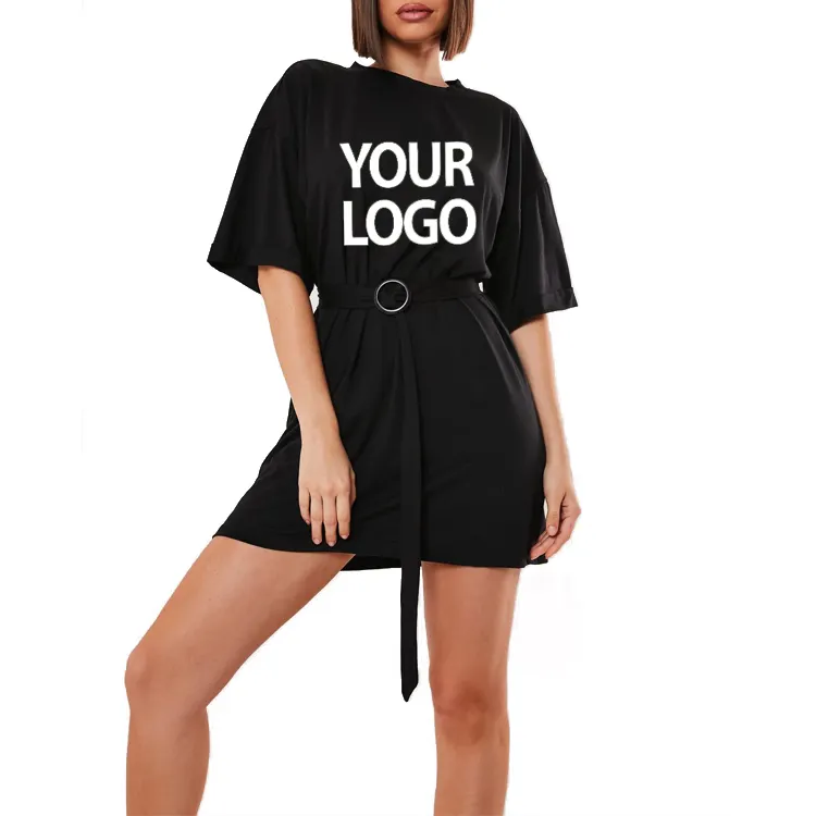 Custom Logo Mini Dress Oversized T Shirt Dress for Girls