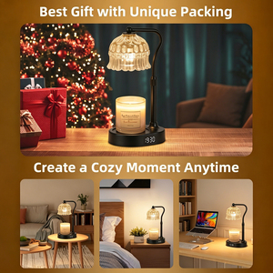 Lampe chauffe-bougie à intensité variable avec fonction de minuterie, base réglable en hauteur, diffuseur de cire sans flamme moderne pour intérieur - Product Image 4