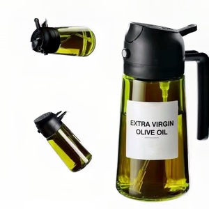 LOVFE Glazen 470ml 16OZ Keuken Kook Handmatige Olieverstuiverfles <span class=keywords><strong>2</strong></span>-in-1 Olijfolie Spuitfles Met Gieter - Product Image 2