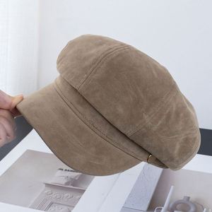 High Quality Vegan Suede Winter Octagonal Hat Women Vintage Style Beret Hat - Product Image 6