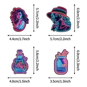 Pack d'autocollants imprimés style néon pour téléphone portable, décoration de gobelet à eau, imperméable, créatif, bricolage, autocollants mignons de dessins animés pour enfants - Product Image 5