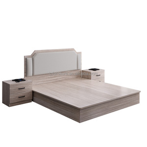 Fabricante OEM de Conjuntos de Dormitorio Comerciales para Hoteles, Estructura de Cama King/Queen de MDF a Precio Accesible con Mesitas de Noche y Cabecera - Product Image 1
