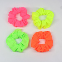 Élastique à cheveux fluo néon uni, haute élasticité, couleur vive, en tissu, pour queue de cheval, pour femme, logo personnalisé, vente en gros