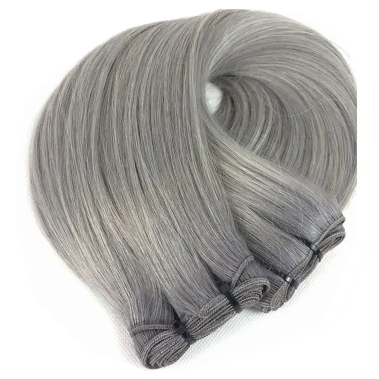 100%Natural Remy Hair Extensions Silver Gray Human Hair Weave