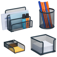 Ensemble de papeterie de bureau en 5 pièces, ensemble d'accessoires de bureau en métal, porte-stylos rond, ensemble de rangement de bureau