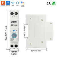 Interruptor Inteligente WIFI 63A 1P+N con Medidor de Energía, Medidor de kWh, Monitoreo, Temporizador, Relé, Disyuntor MCB TUYA Smartlife 110V 220V