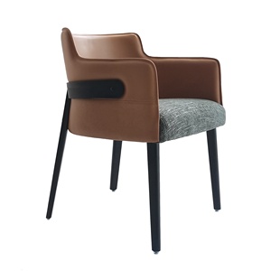 Chaise Leag en bois noir siège de selle chaise de salle à manger dos tissu rembourré meubles de maison en cuir d'origine moderne - Product Image 6