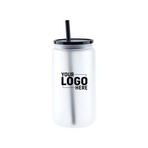 Bouteille en verre givré de 16 oz pour sublimation, tasse à bière réutilisable avec couvercle en PP pour impression personnalisée DIY - Product Image 2