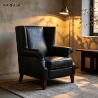 Fauteuil club vintage en cuir marron avec garniture cloutée, pieds en bois, chaise longue en cuir de vachette vieilli pour salon et salle de lecture