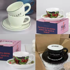 Ensemble <span class=keywords><strong>tasse</strong></span> à café et soucoupe américaines personnalisées <span class=keywords><strong>Tasse</strong></span> à cappuccino espresso en céramique de style design moderne avec logo, motif et <span class=keywords><strong>texte</strong></span> - Product Image 6