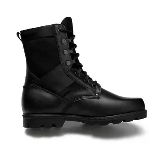 Combat Black Rubber Sole Oxoford Upper Cement Tactical Tactical Split Leather Combat Boots