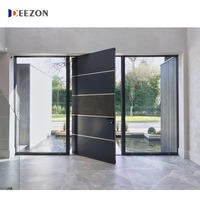 Nuevo diseño de puerta única de hierro residencial de seguridad puerta delantera Casa de vidrio templado precios de puerta forjada de hierro
