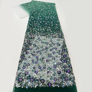 <strong>Cheap</strong> China Wholesale Nice Price Luxury African Multicolor Crystal Sequin Beaded Flower Guipure Embroidery <strong>Lace</strong> <strong>Fabric</strong> - Product Image 1