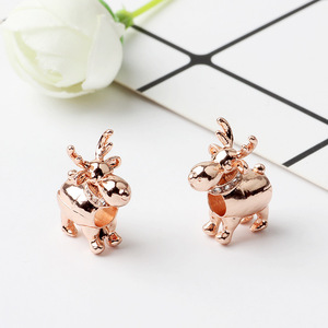 Collection de perles animales à gros trous personnalisées, en alliage, avec têtes de singe, <span class=keywords><strong>patte</strong></span> d'ours, élan et tête de lion incrustées de diamants - Product Image 5