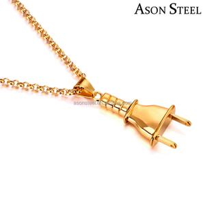 Collar de Acero Inoxidable 316L con Baño de Oro de 18k, Superficie Lisa, Estilo Hip Hop, Colgante con Cadena - Product Image 2