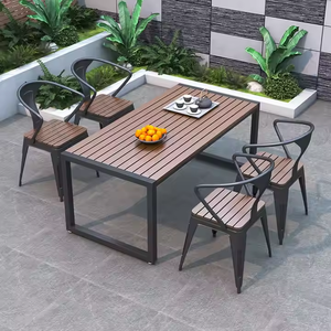 Set da Giardino Moderni da <span class=keywords><strong>Esterno</strong></span> all'Ingrosso, Impermeabili e a Prova di Sole, in Acciaio, Legno, Metallo e Ferro per Parchi e Hotel - <span class=keywords><strong>Tavolo</strong></span> e <span class=keywords><strong>Sedie</strong></span> da Patio - Product Image 1
