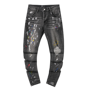 <span class=keywords><strong>Jeans</strong></span> AMI/RI High Street Wind da <span class=keywords><strong>Uomo</strong></span>, Elasticizzati, Slim Fit, Strappati, Casual, Effetto Usurato, Stile Streetwear - Product Image 6