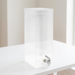 Dispensador <span class=keywords><strong>de</strong></span> Bebidas DIDUO <span class=keywords><strong>de</strong></span> 3 Galones, Ecológico, Acrílico, para Clubes Nocturnos, <span class=keywords><strong>con</strong></span> Base <span class=keywords><strong>de</strong></span> Bambú Elegante, Acabado Metálico Pulido, Compartimento para Hielo - Product Image 1