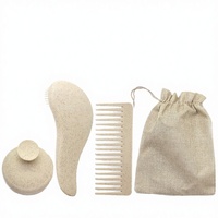 Kit de brosses à cheveux en paille les plus vendues, brosse à cheveux manuelle pour le cuir chevelier, peigne démêlant à dents larges, poignée en paille imperméable, brosse à marque privée