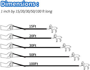Correa larga de nailon para entrenamiento de mascotas, accesorio personalizado de <span class=keywords><strong>6</strong></span>/15/20/30/50/100 pies - Product Image 4
