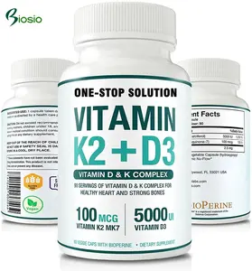 Soporte sistema cardiovascular suplemento alimenticio vitamina D3 cápsulas blandas vitamina D3 vitamina K2 polvo MK7 cápsula