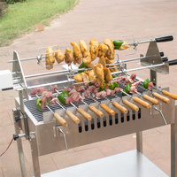 Barbecue d'extérieur mobile en acier inoxydable avec rôtissoire électrique et gril à charbon pour Souvlaki, Souvla, Foukou, style chypriote