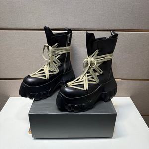 Top-quality custom-made high-top thick-soled short <b>boots</b>. Mommy's crazy laced <b>boots</b>. Thick-soled height-increasing men's shoes. - Product Image 2