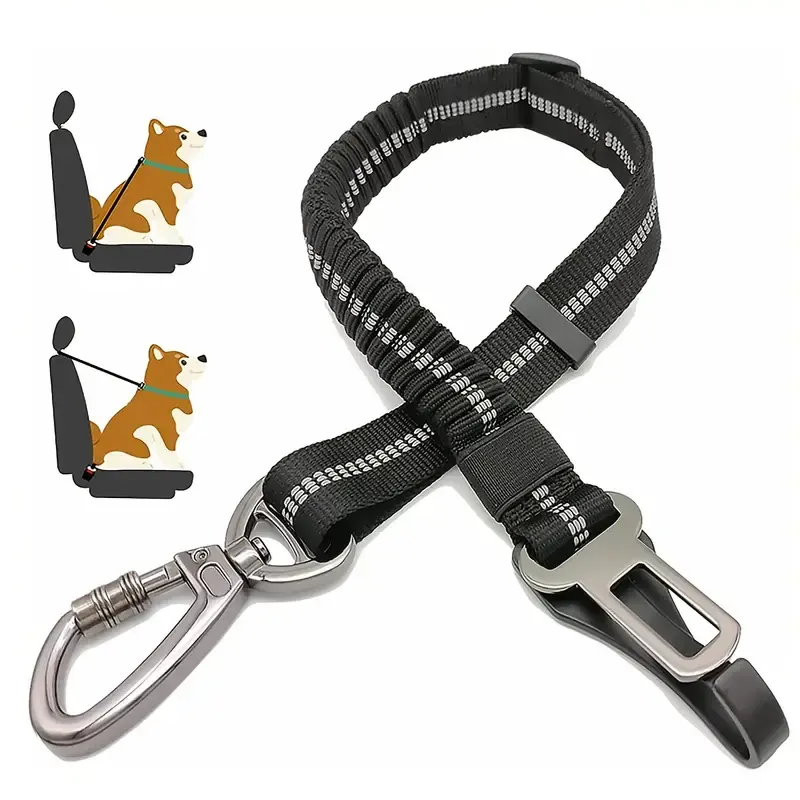 Heavy Duty Dog Seat Belt Nylon Retractable Seat belts Adjustable Pet Vehicle Safety Hook Latch Elastic Durable Car Harness Dog