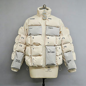 Doudoune Hiver Homme Luxe Personnalisée, Col Montant, Style Streetwear, Motif <span class=keywords><strong>Clavier</strong></span> Crème - Product Image 1