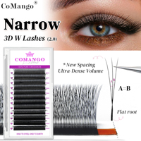 Extensions de cils CoMango 3D 4D 5D en forme de W, cils naturels étroits, légers et doux, bouquets de volume, fournisseurs de faux cils