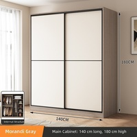 Armoire à deux portes coulissantes en contreplaqué de qualité E0 avec des sections bien organisées pour vêtements longs et courts, adaptée au commerce électronique B2B