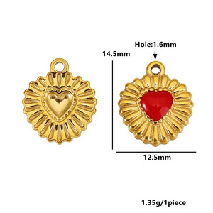 Heart Shape Charms Stainless Steel Gold Plated Bezel Setting Multicolor DIY Jewelry Pendant For Necklace <b>Bracelet</b> Accessory - Product Image 3