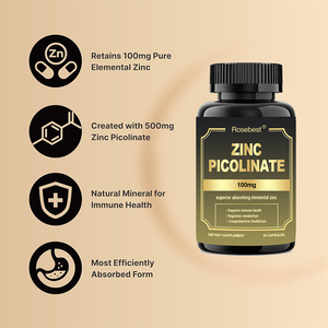 Cápsulas de Picolinato de Zinc de 100 mg, Suplemento Dietético a Granel, Fórmula Personalizable, Marca Privada, Certificación GMP, Rosebest - Product Image 2