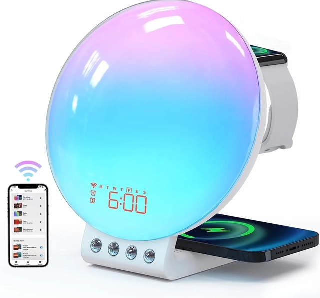 Wake up Light Sunrise Alarm Clock Sunrise Alarm Clock Wake up Light Hatch Alarm Clock Sunrise Lamp with Wireless Charging