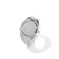 Anillo de Hombre de Alta Gama con Incrustaciones de Circonio Estilo Cruz, Chapado en Oro de 18k, Estilo Hip-hop Punk AP, Venta al por Mayor