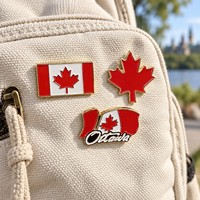 Ensemble d'épingles en émail du drapeau national canadien, broche feuille d'érable plaquée or, badge souvenir personnalisé du pays pour vêtements