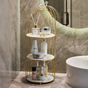 Birdcage Storage Rack 3 Tier Marble Top Cosmetic Organizer <b>Desktop</b> Bathroom Kitchen Toilet Makeup Storage - Product Image 1