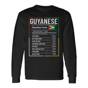 T-shirt à manches longues avec informations nutritionnelles de la Guyane, design Guyana Pride - Product Image 1