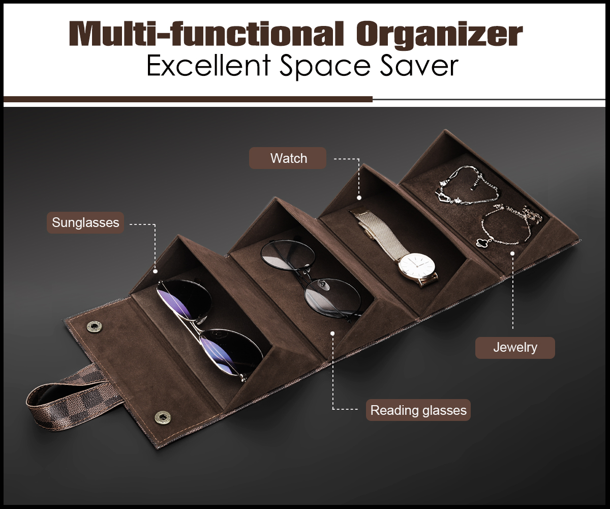 Роскошный футляр для солнцезащитных очков MoKo, футляр для солнцезащитных очков с 4 слотами, сумка для хранения с несколькими слотами, контейнер для очков, складной держатель для очков