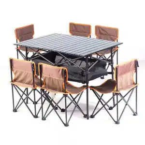 多功能户外大型烧烤野餐可折叠便携式野营炉折叠钓鱼铝野餐桌
