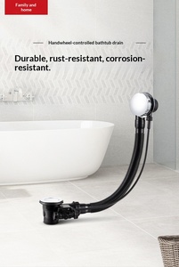 Siphon de <span class=keywords><strong>baignoire</strong></span> moderne et épuré en plastique chromé à commande manuelle, avec garantie de 3 ans, conception monobloc pour salle de bain - Product Image 6