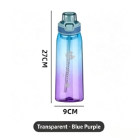 Bouteille d'eau Tritan+PP anti-fuite avec paille, couvercle à ouverture rapide, options de parfum, sans odeur, sûre pour la randonnée, le camping et les activités de plein air
