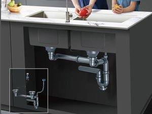 <span class=keywords><strong>Fregadero</strong></span> de <span class=keywords><strong>cocina</strong></span> de lavabo de doble cuenco moderno con <span class=keywords><strong>sifón</strong></span>, trampa para botellas, colador de dos cuencos, PP rígido de drenaje, trampa de agua, tubo de drenaje - Product Image 5
