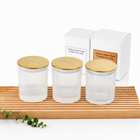 Pot à bougie en verre simple, blanc givré, 6oz, 10oz, 14oz, avec logo et couvercle en bois pour la fabrication de bougies DIY